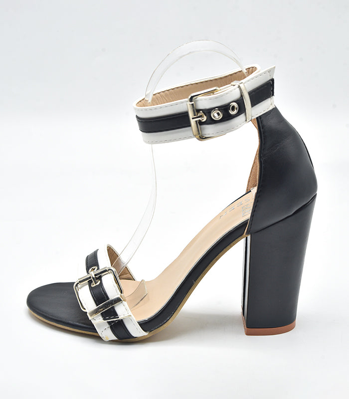 Chic black strappy heel sandals 'Strappy' combining style and comfort with a square toe by Rayseen