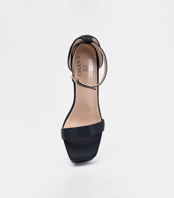 Striking Uptown - Black high heels with luxurious satin silk and a killer stiletto by Rayseen