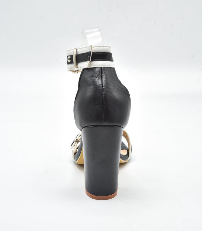 Elegant Strappy - Black heel sandals with a trendy square toe, perfect for all-day wear by Rayseen