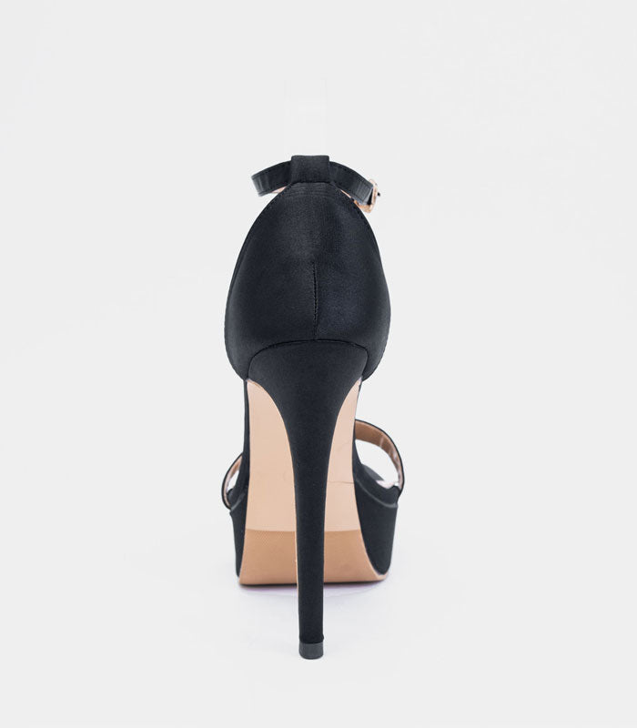 Elegant Uptown - Black high heels with standout design, satin silk, and a killer stiletto by Rayseen