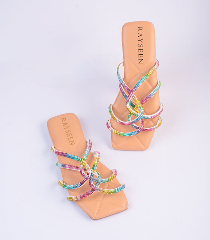 Candy - Rainbow ladies' flat shoes, colorful and vibrant, front view
