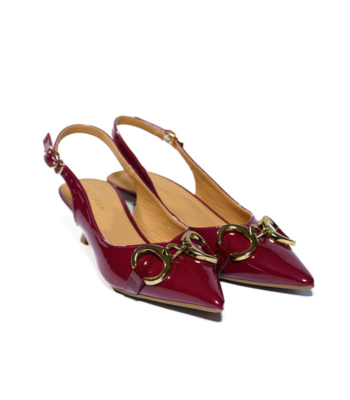 Elegance - Red ladies' pointed-toe slingbacks, front view