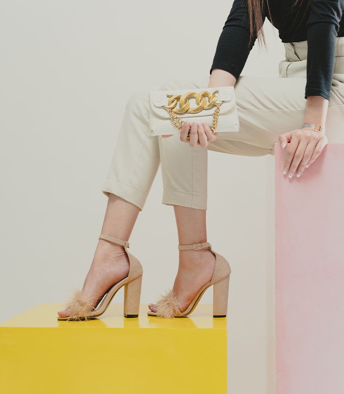 Fashionable Fluffy - Beige block heel shoes with a unique and versatile design, suitable for various outfits