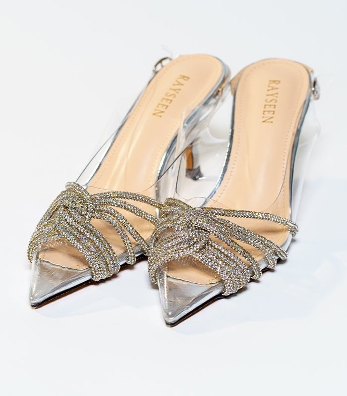 Clear sandal 'Princess - Silver' inspired by Cinderella's iconic glass slipper by Rayseen