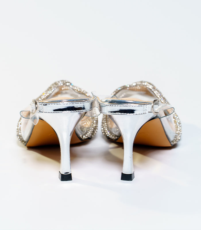 Stylish silver sandal 'Princess' reminiscent of Cinderella's glass slipper by Rayseen